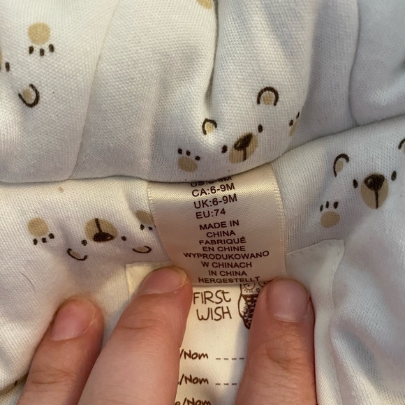 Cozy Brown and White Plush Footie with Hood - Picture 3 of 6